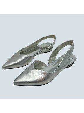 1. STATE Silver Slingback Flats Pointed Toe Women’s Size 7.5 M Metallic Low Heel